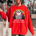 Trash Panda Raccoon Women's Oversized Sweatshirt - Fun Animal Design Red