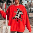 Vintage Cowboy Raccoon Sweatshirt for Women - Retro Western 90s Style Red