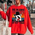 Vintage Raccoon Autism Women's Oversized Sweatshirt | Embrace Unique Red