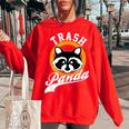 Women's Oversized Sweatshirt - Cute Raccoon Cartoon | Stylish & Cozy Red