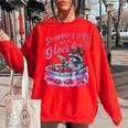 Women's Oversized Sweatshirt - Fun Raccoon Strawberry Jam Theme Red