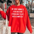Women's Oversized Sweatshirt - Raccoon Spirit Animal Sarcastic Joke Red