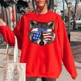 Women's USA Patriotic Raccoon Tee - July 4th Trash Panda Style Red