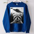 Alien UFO Raccoon Women's Oversized Sweatshirt - Quirky Style Royal Blue