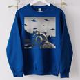 Alien UFO Raccoon Women's Oversized Sweatshirt - Sci-Fi Fun Touch Royal Blue