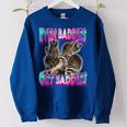 Even Baddies Get Saddies Raccoon Meme Women's Oversized Sweatshirt Royal Blue