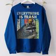 Everything Is Trash Retro Raccoon Lover Camping Women's Oversized Sweatshirt Royal Blue