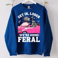 Get In Loser Women's Oversized Sweatshirt - Feral Raccoon Fun Royal Blue