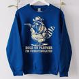 Humorous Cowboy Raccoon Sweatshirt - Vintage Western, Women, Small Royal Blue