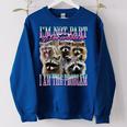 I'm Not Part Of The Problem Raccoon Meme Bootleg Women's Oversized Sweatshirt Royal Blue