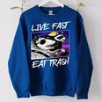 Live Fast Eat Trash Oversized Sweatshirt - Fun Animal Lovers Royal Blue