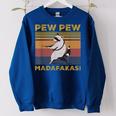 Pew Pew Madafakas Raccoon Sweatshirt - Vintage Women's Oversized Pullover Royal Blue