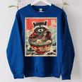 Raccoon Anime Oversized Sweatshirt – Cozy Japanese Noodle Design for Women Royal Blue