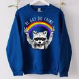 Raccoon Be Gay Do Crime Women's LGBTQ Pride Oversized Sweatshirt Royal Blue