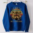 Raccoon Cartoon Oversized Sweatshirt for Women - Fun Kids Theme Royal Blue