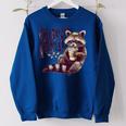 Raccoon Coffeelover Oversized Vintage Women's Sweatshirt Royal Blue