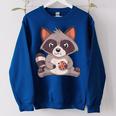 Raccoon Cookie Lover Women's Oversized Sweatshirt - Small Royal Blue