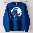 Raccoon Guitarist Women's Oversized Sweatshirt | Fun Meme Design Royal Blue