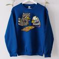 Raccoon & Opossum Pizza Party Street Cats Women's Oversized Sweatshirt Royal Blue