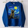 Raccoon Starry Night Women's Sweatshirt - Art-Inspired Cozy Wear Royal Blue