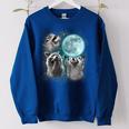 Raccoon Sweatshirt - Women's Oversized - Novelty Moon Howl Design Royal Blue