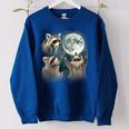 Raccoon Trio Howling Moon Women's Oversized Sweatshirt | Unique & Stylish Royal Blue