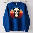 Retro Panda In Sunglasses BBQ Pool Party Panda Women's Oversized Sweatshirt Royal Blue