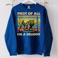 Retro Raccoon Women's Oversized Sweatshirt - Fun & Quirky Fashion Royal Blue