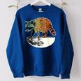 Retro Raccoon Women's Oversized Sweatshirt - Vintage Moon Theme Royal Blue