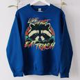 Retro Trash Panda Raccoon Oversized Women's Sweatshirt | Live Fast Theme Royal Blue