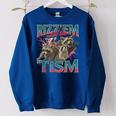 Rizz Em With The Tism Meme Autism Autistic Raccoon Women's Oversized Sweatshirt Royal Blue