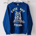 Sarcastic Raccoon Women's Oversized Sweatshirt - Cute But Feral Royal Blue