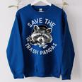 Save The Trash Pandas Raccoon Animal Lover Women's Oversized Sweatshirt Royal Blue