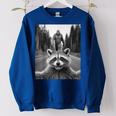 Scared Raccoon Selfie With Sasquatch Bigfoot Raccoon Women's Oversized Sweatshirt Royal Blue