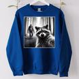 Scared Raccoon Selfie Women's Oversized Sweatshirt - Fun Bigfoot Theme Royal Blue