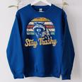 Stay Trashy Opossum Raccoon Internet Memes Meme Women's Oversized Sweatshirt Royal Blue