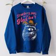 Strawberry Jams But My Don't Raccoon Women's Oversized Sweatshirt Royal Blue