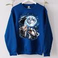 Three Opossum Raccoon Skunk Moon Howling Animal Meme Women's Oversized Sweatshirt Royal Blue