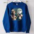 Three Possum Moon 3 Opossum Weird Cursed Meme Women's Oversized Sweatshirt Royal Blue