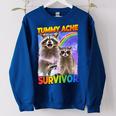 Tummy Ache Raccoon Women's Oversized Sweatshirt - Playful Comfort Royal Blue