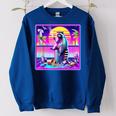 Vaporwave Raccoon Retrowave Synthwave Raccoon Meme Women's Oversized Sweatshirt Royal Blue