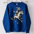 Vintage Cowboy Raccoon Sweatshirt for Women - Retro Western 90s Style Royal Blue