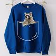 Women's Oversized Raccoon Pocket T-Shirt – Fun & Cozy Tee Royal Blue