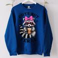 Women's Oversized Sweatshirt - Cute Feral Raccoon with Sunglasses Design Royal Blue