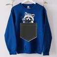 Women's Oversized Sweatshirt - Cute Raccoon Pocket Design Royal Blue
