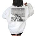 Alien UFO Raccoon Oversized Women's Sweatshirt - Back Print Fun White