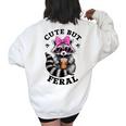 Cute Raccoon Oversized Sweatshirt - Fun Back Print for Women White