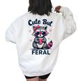 Cute Raccoon Women's Oversized Sweatshirt - Summer Fun Back Print White