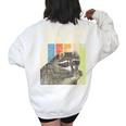 Everything Is Trash Retro Raccoon Lover Camping Women's Oversized Sweatshirt Back Print White