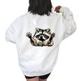 Funny Raccoon Sweatshirt - Oversized Women's Back Print White